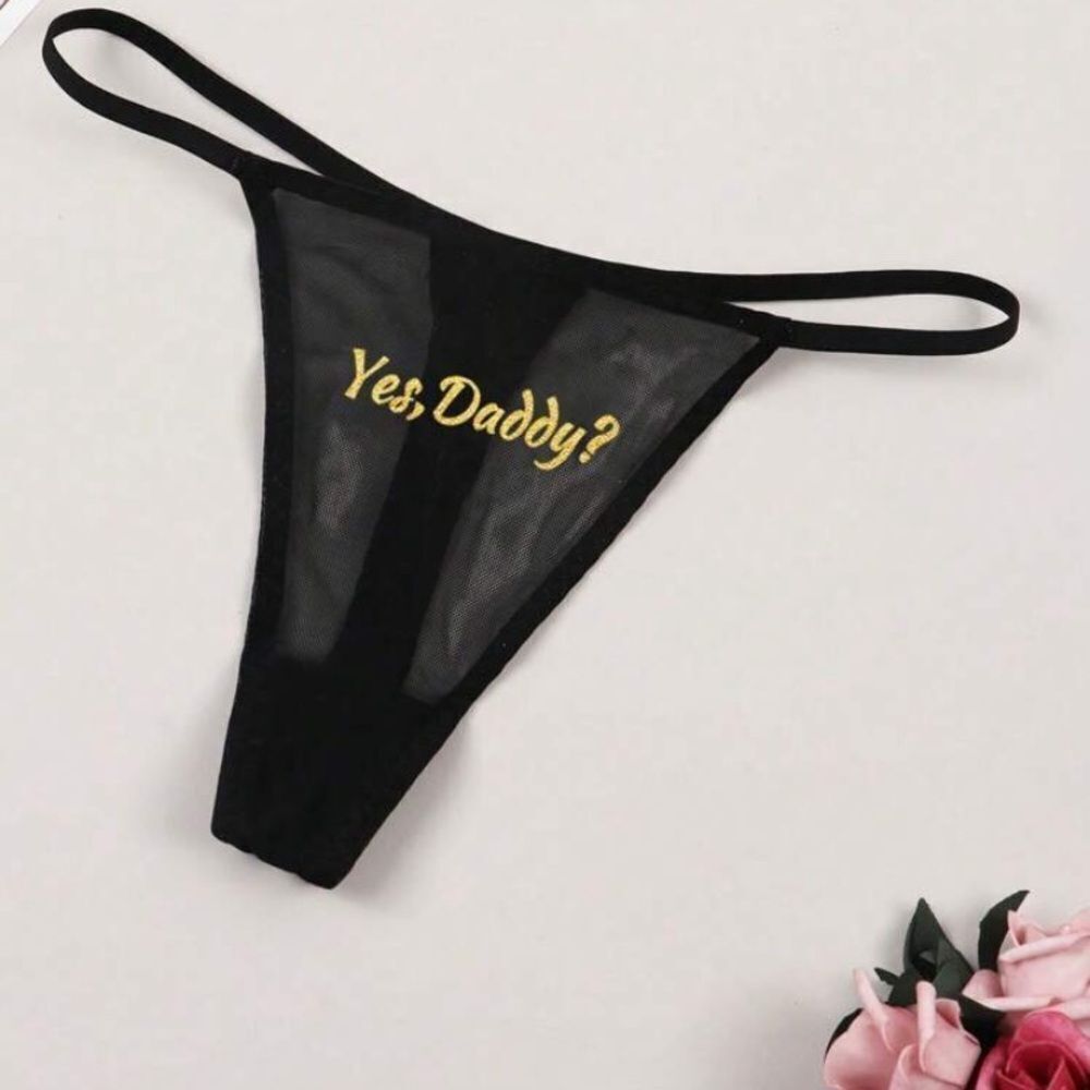 3for$20 Women Sexy Golden English Letter Breathable Mesh Thong Panties